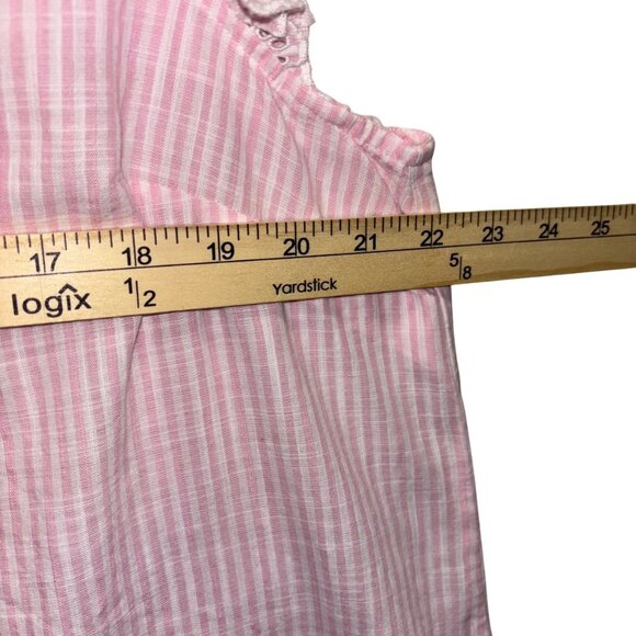 J.Crew Womens Striped ruffle front flutter-sleeve top Size XL Pink And White - Picture 5 of 7